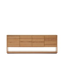 Load image into Gallery viewer, Alguema sideboard with 4 doors in oak veneer with natural finish, 200 x 74 cm