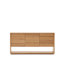 Load image into Gallery viewer, Alguema sideboard with 3 doors in oak veneer with natural finish, 151 x 73 cm