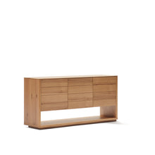Load image into Gallery viewer, Alguema sideboard with 3 doors in oak veneer with natural finish, 151 x 73 cm - image 5