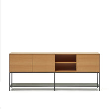 Load image into Gallery viewer, Vedrana 3 door sideboard in oak veneer with steel legs, 195 x 80 cm