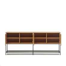 Load image into Gallery viewer, Vedrana 3 door sideboard in oak veneer with steel legs, 195 x 80 cm - image 4