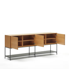 Load image into Gallery viewer, Vedrana 3 door sideboard in oak veneer with steel legs, 195 x 80 cm - image 7