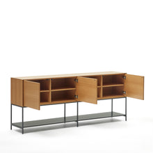 Load image into Gallery viewer, Vedrana 3 door sideboard in oak veneer with steel legs, 195 x 80 cm - image 8