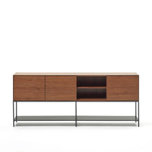 Load image into Gallery viewer, Vedrana 3 door sideboard in walnut veneer with steel legs, 195 x 80 cm