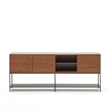Load image into Gallery viewer, Vedrana 3 door sideboard in walnut veneer with steel legs, 195 x 80 cm - image 2