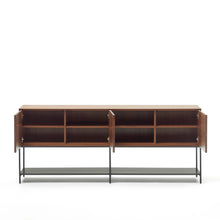 Load image into Gallery viewer, Vedrana 3 door sideboard in walnut veneer with steel legs, 195 x 80 cm - image 3