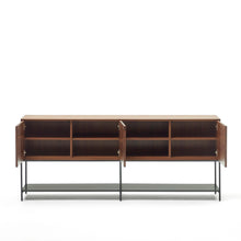 Load image into Gallery viewer, Vedrana 3 door sideboard in walnut veneer with steel legs, 195 x 80 cm - image 4