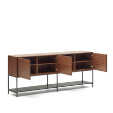 Load image into Gallery viewer, Vedrana 3 door sideboard in walnut veneer with steel legs, 195 x 80 cm - image 7