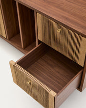 Load image into Gallery viewer, Elan sideboard 2 doors and 2 drawers veneer and solid walnut and cord 180x73cm FSC Mix Credit - image 10