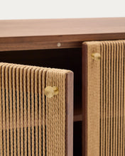 Load image into Gallery viewer, Elan sideboard 2 doors and 2 drawers veneer and solid walnut and cord 180x73cm FSC Mix Credit - image 12