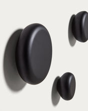 Load image into Gallery viewer, Nadue set of 3 solid beech wood wall hooks with a black finish - image 3