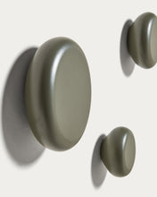 Load image into Gallery viewer, Nadue set of 3 solid beech wood wall hooks with a green finish - image 3