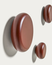 Load image into Gallery viewer, Nadue set of 3 solid beech wood wall hooks with a maroon finish - image 3