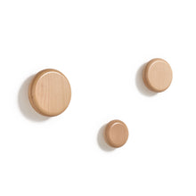 Load image into Gallery viewer, Nadue set of 3 solid beech wood wall hooks with a natural finish