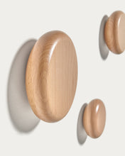 Load image into Gallery viewer, Nadue set of 3 solid beech wood wall hooks with a natural finish - image 3
