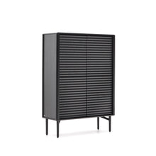 Load image into Gallery viewer, Lenon tall sideboard, 4 doors solid wood and black oak veneer 104,5x144 cm FSC Mix Credit - image 3