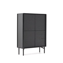 Load image into Gallery viewer, Lenon tall sideboard, 4 doors solid wood and black oak veneer 104,5x144 cm FSC Mix Credit - image 4