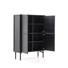 Load image into Gallery viewer, Lenon tall sideboard, 4 doors solid wood and black oak veneer 104,5x144 cm FSC Mix Credit - image 5