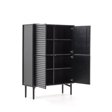 Load image into Gallery viewer, Lenon tall sideboard, 4 doors solid wood and black oak veneer 104,5x144 cm FSC Mix Credit - image 6