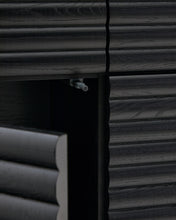 Load image into Gallery viewer, Lenon tall sideboard, 4 doors solid wood and black oak veneer 104,5x144 cm FSC Mix Credit - image 12