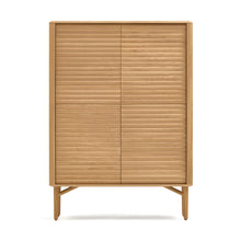 Load image into Gallery viewer, Lenon tall console with 4 oak wood doors and an oak veneer, 104.5 x 144 cm FSC MIX Credit
