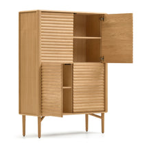 Load image into Gallery viewer, Lenon tall console with 4 oak wood doors and an oak veneer, 104.5 x 144 cm FSC MIX Credit - image 3