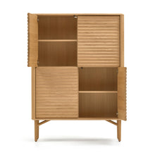 Load image into Gallery viewer, Lenon tall console with 4 oak wood doors and an oak veneer, 104.5 x 144 cm FSC MIX Credit - image 4