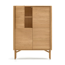 Load image into Gallery viewer, Lenon tall console with 4 oak wood doors and an oak veneer, 104.5 x 144 cm FSC MIX Credit - image 6
