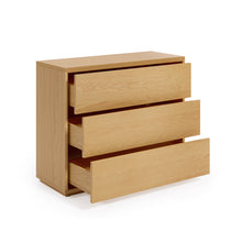 Load image into Gallery viewer, Abilen 3-drawer oak veneer chest of drawers, 90 x 75 cm, FSC™ certified - image 6