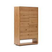 Load image into Gallery viewer, Alguema tall sideboard with 2 doors in oak wood veneer with natural finish, 100 x 163,5 cm - image 6