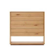 Load image into Gallery viewer, Alguema chest of drawers with 3 drawers in oak wood veneer with natural finish, 100 x 97 cm