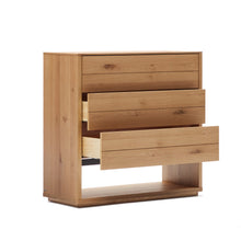 Load image into Gallery viewer, Alguema chest of drawers with 3 drawers in oak wood veneer with natural finish, 100 x 97 cm - image 5