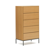 Load image into Gallery viewer, Vedrana 5 drawer chest of drawers in oak veneer with black steel legs, 60 x 114 cm - image 4