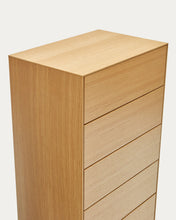Load image into Gallery viewer, Vedrana 5 drawer chest of drawers in oak veneer with black steel legs, 60 x 114 cm - image 8