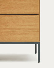 Load image into Gallery viewer, Vedrana 5 drawer chest of drawers in oak veneer with black steel legs, 60 x 114 cm - image 10