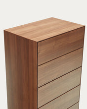 Load image into Gallery viewer, Vedrana 5 drawer chest of drawers in walnut veneer with black steel legs, 60 x 114 cm - image 8