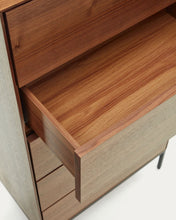Load image into Gallery viewer, Vedrana 5 drawer chest of drawers in walnut veneer with black steel legs, 60 x 114 cm - image 9