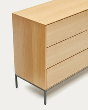 Load image into Gallery viewer, Vedrana 3 drawer chest of drawers in oak veneer with black steel legs, 110 x 75 cm - image 8