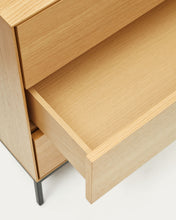 Load image into Gallery viewer, Vedrana 3 drawer chest of drawers in oak veneer with black steel legs, 110 x 75 cm - image 9