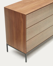 Load image into Gallery viewer, Vedrana 3 drawer chest of drawers in walnut veneer with black steel legs, 110 x 75 cm - image 8