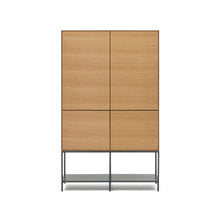 Load image into Gallery viewer, Vedrana 4 door tall sideboard in oak veneer with steel legs, 97.5 x 160 cm