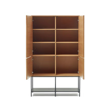Load image into Gallery viewer, Vedrana 4 door tall sideboard in oak veneer with steel legs, 97.5 x 160 cm - image 3