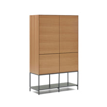 Load image into Gallery viewer, Vedrana 4 door tall sideboard in oak veneer with steel legs, 97.5 x 160 cm - image 5