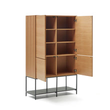 Load image into Gallery viewer, Vedrana 4 door tall sideboard in oak veneer with steel legs, 97.5 x 160 cm - image 7