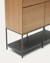 Load image into Gallery viewer, Vedrana 4 door tall sideboard in oak veneer with steel legs, 97.5 x 160 cm - image 11