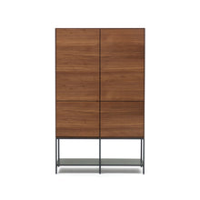 Load image into Gallery viewer, Vedrana 4 door tall sideboard in walnut veneer with steel legs, 97.5 x 160 cm