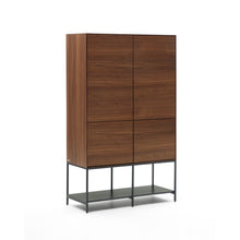 Load image into Gallery viewer, Vedrana 4 door tall sideboard in walnut veneer with steel legs, 97.5 x 160 cm - image 6