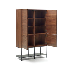 Load image into Gallery viewer, Vedrana 4 door tall sideboard in walnut veneer with steel legs, 97.5 x 160 cm - image 7