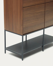 Load image into Gallery viewer, Vedrana 4 door tall sideboard in walnut veneer with steel legs, 97.5 x 160 cm - image 10