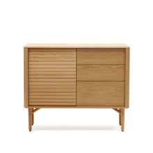 Load image into Gallery viewer, Lenon sideboard with 1 door and 3 drawers, made from oak wood and veneer, 105 x 85 cm FSC MIX Credit